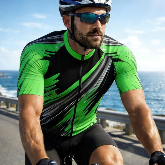 Yaoyar Men's Cycling Bike Jersey Short Sleeve with 3 Rear Pockets- Moisture Wicking, Breathable, Quick Dry Biking Shirt
