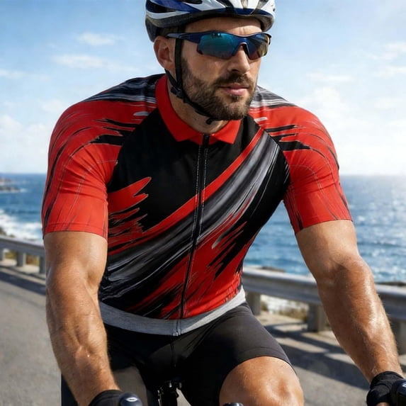Yaoyar Men's Cycling Bike Jersey Short Sleeve with 3 Rear Pockets- Moisture Wicking, Breathable, Quick Dry Biking Shirt