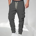 thumbnail image 1 of Yaoyar Men's Daily Cargo Pants Solid Color Design Elastic Drawstring Waist with Multiple Pockets Casual Utility Trousers,XXL,Dark Gray, 1 of 4