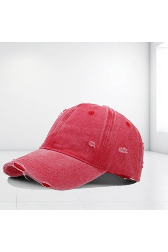 Men's Distressed Washed Baseball Cap Pure Cotton Adjustable Closure Vintage Faded Denim Dad Hat