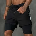 thumbnail image 1 of Yaoyar Men's Double Layer Workout Running Shorts Inner Compression Liner Zippered Pockets Adjustable Drawstring Athletic Shorts,Black,S, 1 of 6