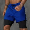 thumbnail image 1 of Yaoyar Men's Double Layer Workout Running Shorts Inner Compression Liner Zippered Pockets Adjustable Drawstring Athletic Shorts,Blue,XL, 1 of 6