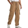thumbnail image 1 of Yaoyar Men's Durable Elastic Waist Work Pants Solid Color with Functional Pockets for Labor and Everyday Activities Long Pants,L,Khaki, 1 of 5