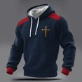 thumbnail image 1 of Yaoyar Men's Fall Winter Cross Print Long Sleeve Hooded Sweatshirt, Cozy Pullover with Bold Graphic for Seasonal Streetwear Style, 1 of 3