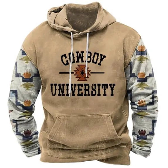 Yaoyar Men's Fall Winter Printed Long Sleeve Hooded Sweatshirt, Cozy Fleece Pullover with Soft Brushed Interior for Casual Outdoor Wear
