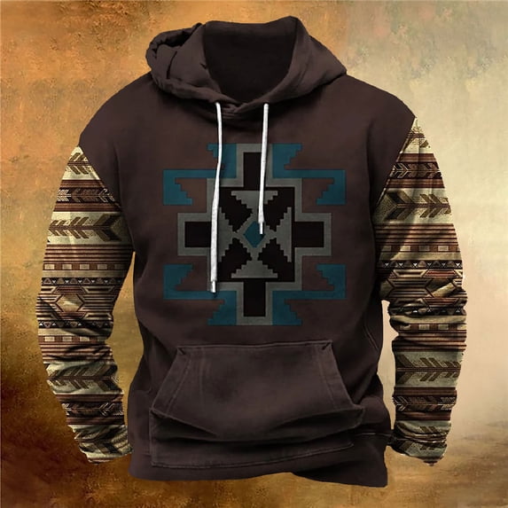 Yaoyar Men's Fall Winter Printed Long Sleeve Hooded Sweatshirt, Cozy Fleece Pullover with Soft Brushed Interior for Casual Outdoor Wear