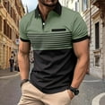 thumbnail image 1 of Yaoyar Men's Fallow Button Turn-down Collar Polo Shirt Top Short-Sleeved Stripe Sports Top Shirt, 1 of 6