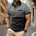 thumbnail image 1 of Yaoyar Men's Fallow Button Turn-down Collar Polo Shirt Top Short-Sleeved Stripe Sports Top Shirt, 1 of 6