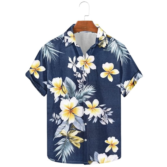 Yaoyar Men's Fashion Casual Floral Print Short Sleeve Shirt Hawaiian Shirt Short Sleeve Button Down Shirt Lapel Shirt for Summer and Vacation