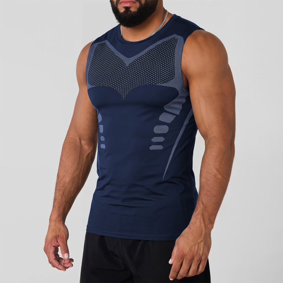 Yaoyar Men's Fashion Print Sleeveless Crew Neck Milk Silk Tank Top, Stretchy Casual Shirt for Daily Wear
