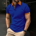 thumbnail image 1 of Yaoyar Men's Fashion Spring and Summer Casual Short Sleeved Buttons Lapel Solid Color Basic T Shirt Short Sleeved T Shirt Tops Blue,M, 1 of 6