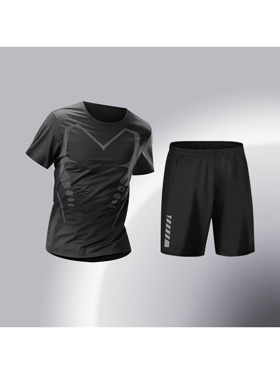 Men's Fitness Apparel Set Quick-drying Compression Suit High-elasticity Running Training Basketball Suit Morning Run Suit Spring, Summer Autumn Cycling Suit Set
