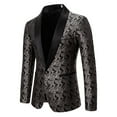thumbnail image 1 of Yaoyar Men's Floral Jacquard Printed Suit Jacket One Button Slim Fit Blazer for Wedding, Prom, Dinner Gold S, 1 of 4