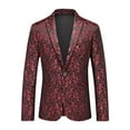 thumbnail image 1 of Yaoyar Men's Floral Jacquard Printed Suit Jacket One Button Slim Fit Blazer for Wedding, Prom, Dinner Red 4XL, 1 of 3