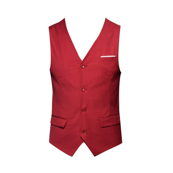 Yaoyar Men's Formal Dress Business Slim Fit Sleeveless Jacket Suit Vest Waistcoat Winter Formal Bussiness Tuxedo Suit Waistcoat Vest Jacket Top Coat Red L