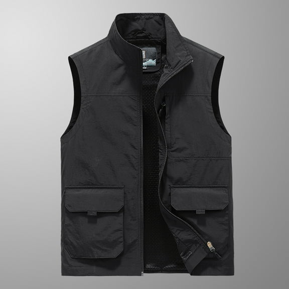 Yaoyar Men's Golf Lightweight Photo Vest Fishing Travel Safari Vest Softshell Causal Sleeveless Jacket Outerwear With Pockets Black M