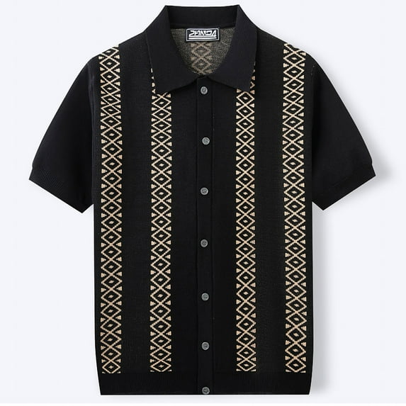 Yaoyar Men's Knit Shirts Short Sleeve Button Down Shirt Casual Button Up Cardigan Short Sleeved Lapel Top Vintage Summer Beach Shirts
