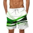thumbnail image 1 of Yaoyar Men's Linear Pattern Print Elastic Waist Adjustable Drawstring Beach Shorts Casual Summer Swimwear with Pocket,Green,M, 1 of 3