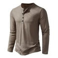 thumbnail image 1 of Yaoyar Men's Long Sleeve Henley Shirts 4-Button Spring Casual Cotton T-Shirts Moisture Wicking Basic Tops Long Sleeve Round Neck T-Shirt Tops Blouse,Khaki,S, 1 of 8