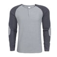 thumbnail image 1 of Yaoyar Men's Long Sleeve Waffle Henley Casual Henley T-shirts for Men Fashion Patchwork Top 3 Button Shirts Trendy Clothes,Gray,M, 1 of 5