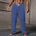 thumbnail image 1 of Yaoyar Men's Loose Fit Wide Leg Casual Pants Solid Color Athletic Style Breathable Fabric for Comfortable Daily Wear Long Pants,XL,Navy, 1 of 4