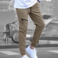 thumbnail image 1 of Yaoyar Men's Modern Zipper Pocket Cargo Pants Casual Elastic Drawstring Waist Ankle Cuff Design Outdoor Sports Long Pants,XXL,Khaki, 1 of 3