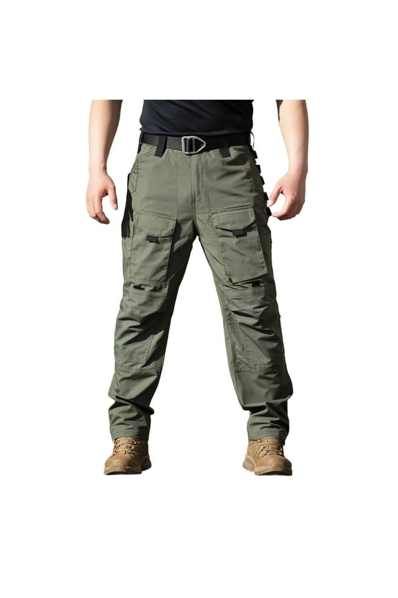 Men's Multi-Functional Cargo Trousers Outdoor Utility Pants with Numerous Pockets Loose Fit for Work Wear Long Pants,M,Army Green