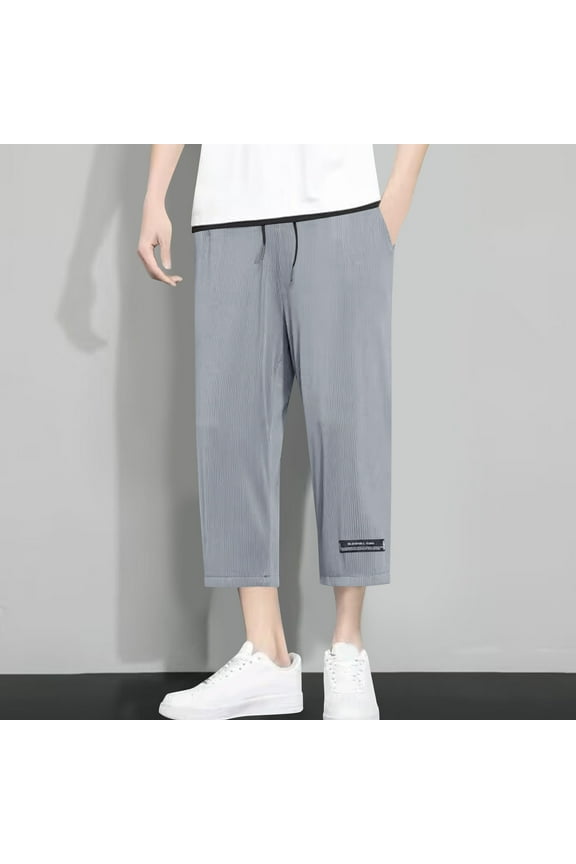 Men's New Summer Lightweight Athletic Shorts Straight Loose Fit Versatile Beach Casual Cropped Length for Hot Weather Sweatpants Slim Pants,XL,Dark Gray