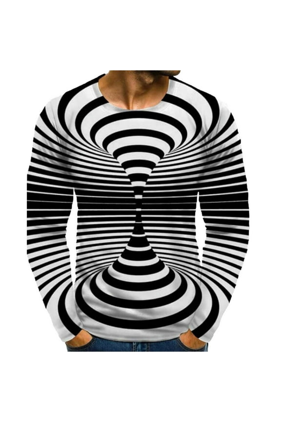 Men's Optical Illusion 3D Print T-Shirt Funny Dizzy Graphics Print Crewneck Short Sleeve Tees Novelty Pullover Top
