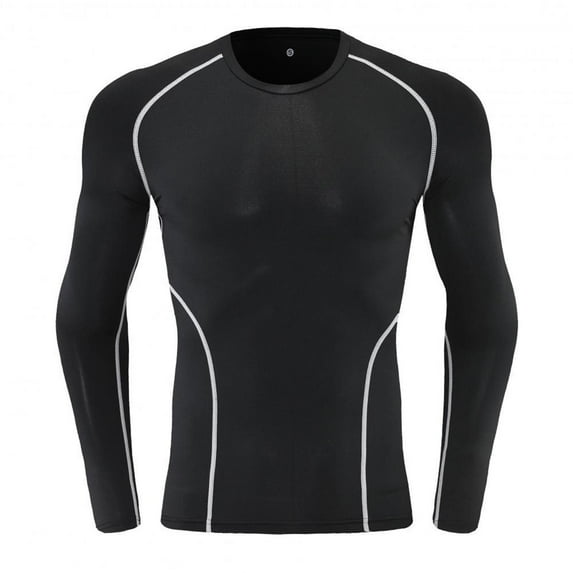 Yaoyar Men's Outdoor Fitness Sports Long Sleeved T Shirt Solid Color Slim Fit Top Shirts High-elastic Exercise Top