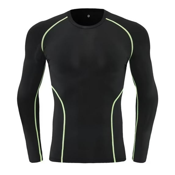 Yaoyar Men's Outdoor Fitness Sports Long Sleeved T Shirt Solid Color Slim Fit Top Shirts High-elastic Exercise Top