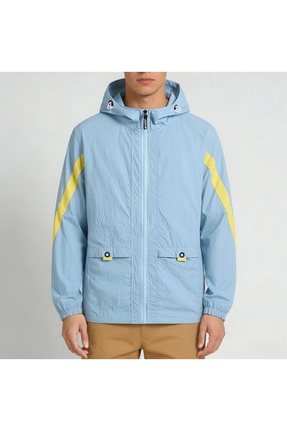 Men's Outdoor Lightweight UPF50+ Hooded Long Sleeve Jacket with Zipper Pockets for Sun Protection