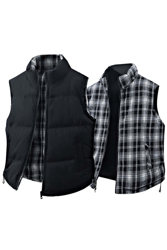 Men's Outdoor Winter Vest Outerwear Padded Puffer Sleeveless Vest Zipper Sleeveless Cardigan Warm Jacket