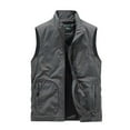 thumbnail image 1 of Yaoyar Men's Outdoor Work Fishing Travel Photo Zip Cargo Vest Jacket Pockets Quick Dry Hiking Vest Loose Vest Mountaineering Tooling Outdoor Vest Jacketst Dark Gray 3XL, 1 of 2