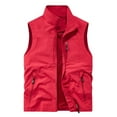 thumbnail image 1 of Yaoyar Men's Outdoor Work Fishing Travel Photo Zip Cargo Vest Jacket Pockets Quick Dry Hiking Vest Loose Vest Mountaineering Tooling Outdoor Vest Jacketst Red M, 1 of 2