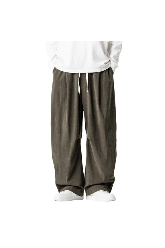 Men's Paratrooper Style Cargo Pants Wide Leg Fit with Adjustable Drawstring Waist and Large Side Pockets Utility Trousers,XXL,Army Green