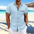 thumbnail image 1 of Yaoyar Men's Plaid Collar Casual Button-Accented Cardigan Pocketed Short Sleeve Button-Down Collar Shirt Versatile Daily Wear Smart-Casual Shirts, 1 of 6