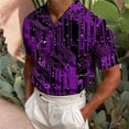 thumbnail image 1 of Yaoyar Men's Printed Short Sleeve V Neck Shirt Short Sleeve Shirt Sequin Stage Party Clothes Purple,L, 1 of 3