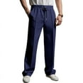 thumbnail image 1 of Yaoyar Men's Quick-Dry Beach Pants Solid Color Straight Leg with Side Pockets Lightweight Fabric for Swimming Gym Fitness Long Pants,L,Navy, 1 of 6