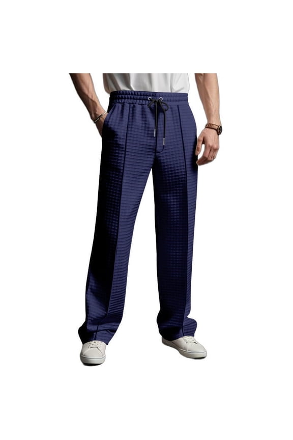 Men's Quick-Dry Beach Pants Solid Color Straight Leg with Side Pockets Lightweight Fabric for Swimming Gym Fitness Long Pants,M,Navy