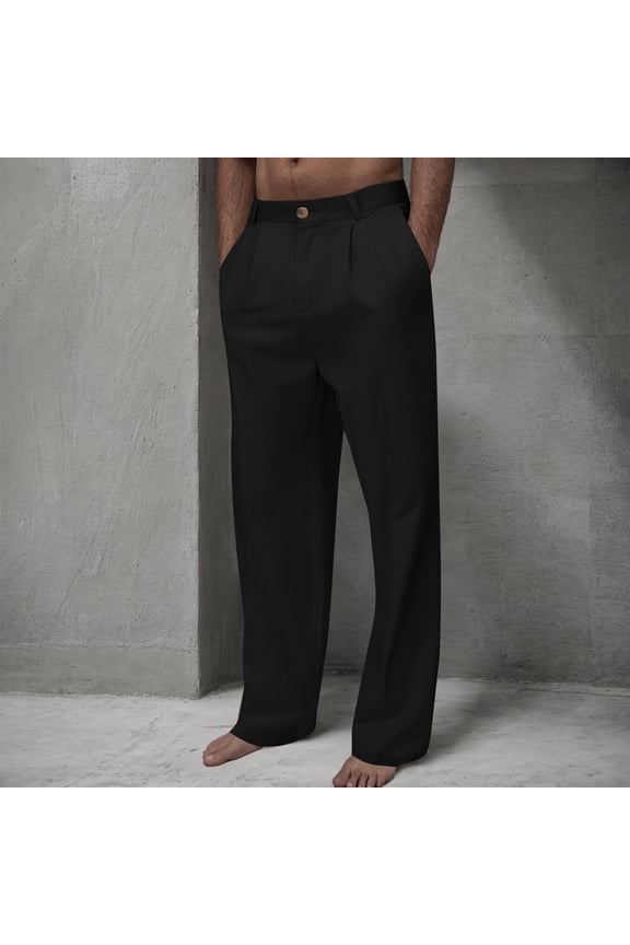 Men's Quick-Dry Beach Pants Solid Color Straight Leg with Side Pockets Lightweight Fabric for Swimming Gym Long Pants Fitness Pants,M,Black