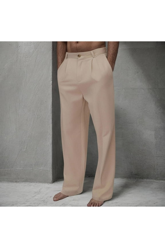 Men's Quick-Dry Beach Pants Solid Color Straight Leg with Side Pockets Lightweight Fabric for Swimming Gym Long Pants Fitness Pants,XL,Khaki