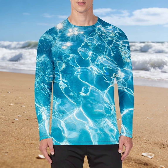 Yaoyar Men's Quick Dry Rash Guard Shirts UPF 50+ UV Block Ice Silk Printed Long Sleeve Crewneck Raglan Fashion 2026 Tops