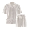 thumbnail image 1 of Yaoyar Men's Ribbed Shirt and Shorts Set, Short Sleeve, Drawstring Waist, Casual Summer Outfit, 1 of 8