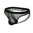 thumbnail image 1 of Yaoyar Men's Sexy Panties Jockstrap Breathable Underwear Mesh Jock Strap Bikini Briefs Pouch See through Fishnet Underpants Black L, 1 of 3
