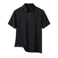 thumbnail image 1 of Yaoyar Men's Short Sleeve Golf Shirt Solid Basic T Shirt Casual Stretch Ice Silk T-Shirt Summer Fashion Business Polo Shirt Black,5XL, 1 of 2