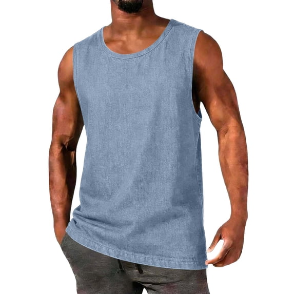 Yaoyar Men's Sleeveless Shirts Workout Tank Tops Casual Muscle Washed T Shirt Summer Beach Tee Loose Fit