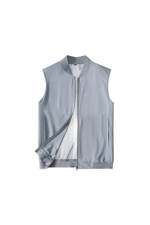 Men's Sleeveless Stand-up Collar Workout Tank Tops Zip-up Hooded Vest Jacket Muscle Tees Shirt