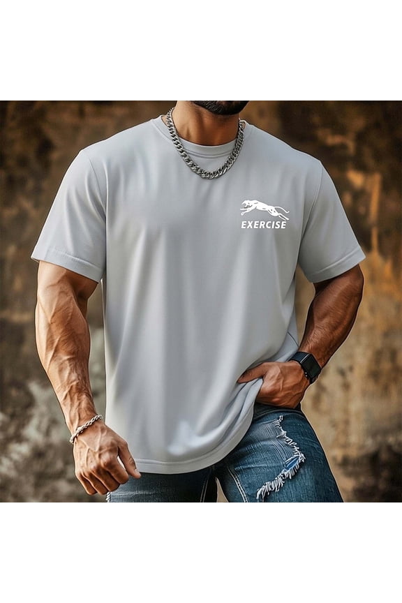 Men's Small Logo Short Sleeve Crewneck T-Shirt, Standard Fit, Breathable Lightweight Stretch Fabric