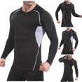 thumbnail image 1 of Yaoyar Men's Solid Athletic Quick Dry Long Sleeve Crew Neck Top, Breathable Lightweight Performance Tee for Running Gym Training, 1 of 4